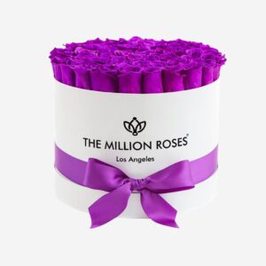 Supreme White Box | Bright Purple Roses