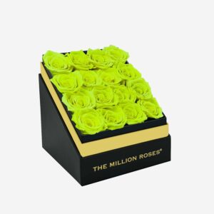 Square Black Box | Neon Green Roses