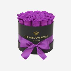 Classic Black Box | Bright Purple Roses