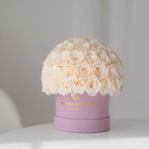 Classic Light Pink Suede Superdome Box | White Roses