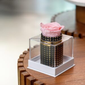 Single Black Monogram Box | Light Pink Rose